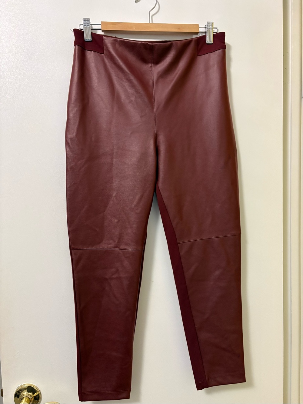 Betabrand Faux Burgundy Leather New Yoga Dress Pants Size Large Petite - Picture 11 of 13